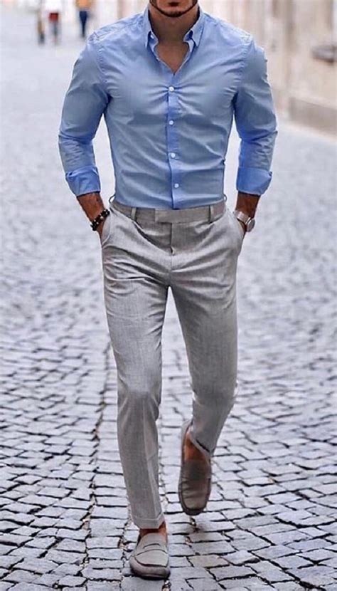 dark blue and grey combination outfit